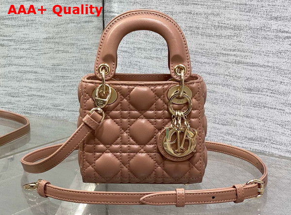 Dior Lady Dior Micro Bag in Dark Beige Cannage Lambskin Replica