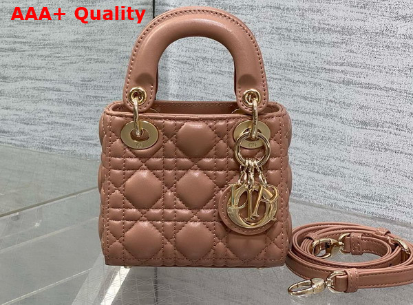 Dior Lady Dior Micro Bag in Dark Beige Cannage Lambskin Replica