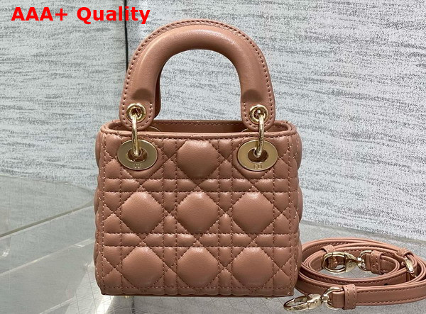 Dior Lady Dior Micro Bag in Dark Beige Cannage Lambskin Replica