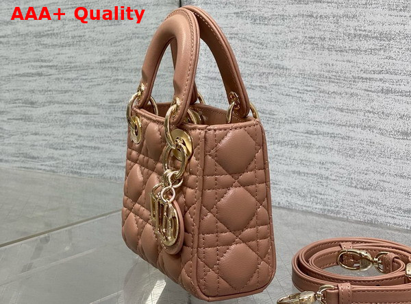 Dior Lady Dior Micro Bag in Dark Beige Cannage Lambskin Replica