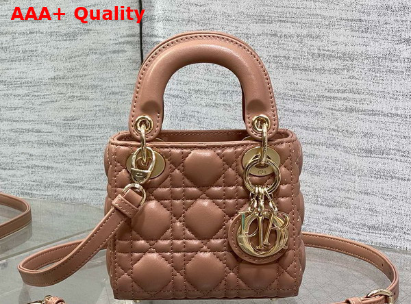 Dior Lady Dior Micro Bag in Dark Beige Cannage Lambskin Replica