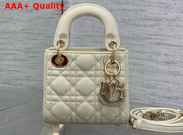 Dior Lady Dior Micro Bag in Latte Patent Cannage Calfskin Replica