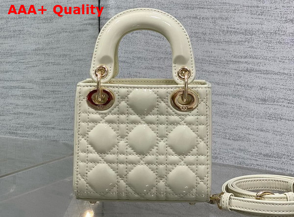 Dior Lady Dior Micro Bag in Latte Patent Cannage Calfskin Replica