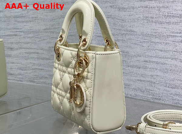 Dior Lady Dior Micro Bag in Latte Patent Cannage Calfskin Replica