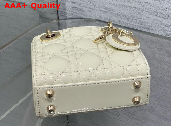 Dior Lady Dior Micro Bag in Latte Patent Cannage Calfskin Replica