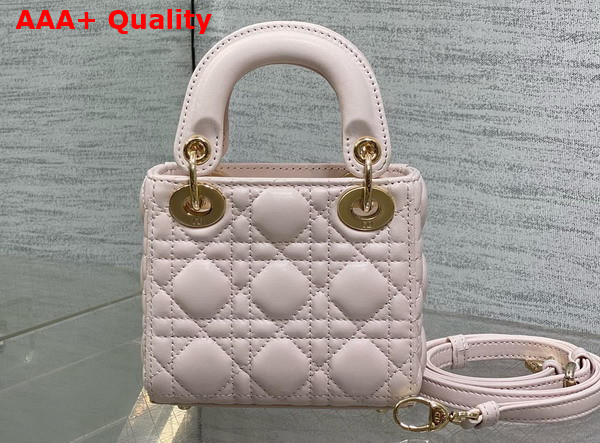Dior Lady Dior Micro Bag in Light Pink Cannage Lambskin Replica