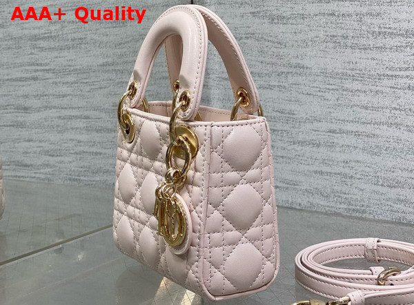 Dior Lady Dior Micro Bag in Light Pink Cannage Lambskin Replica