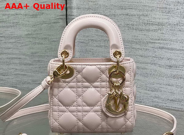 Dior Lady Dior Micro Bag in Light Pink Cannage Lambskin Replica