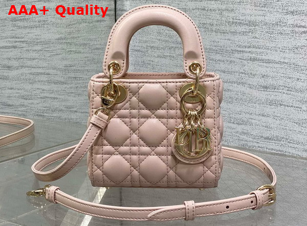 Dior Lady Dior Micro Bag in Pale Pink Cannage Lambsin Replica