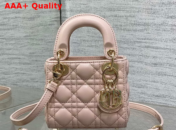 Dior Lady Dior Micro Bag in Pale Pink Cannage Lambsin Replica