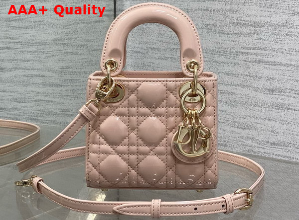Dior Lady Dior Micro Bag in Pale Pink Patent Cannage Calfskin Replica