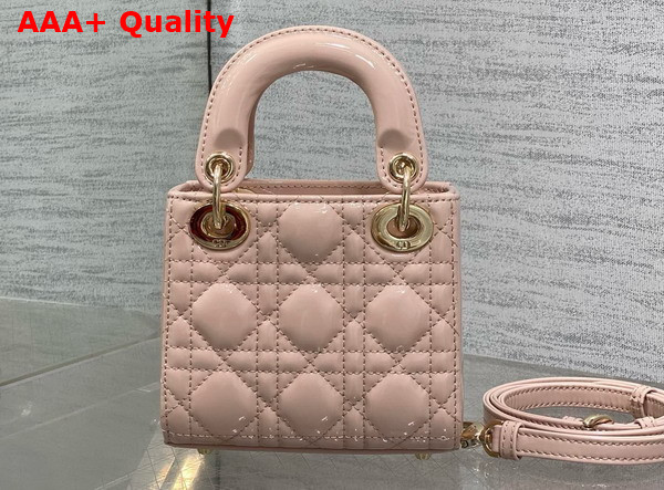 Dior Lady Dior Micro Bag in Pale Pink Patent Cannage Calfskin Replica