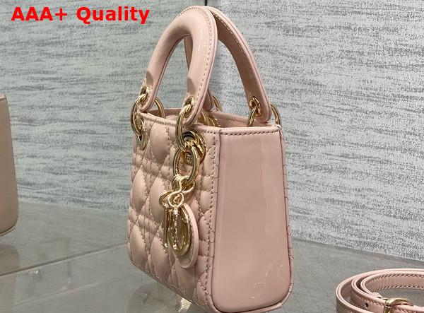 Dior Lady Dior Micro Bag in Pale Pink Patent Cannage Calfskin Replica