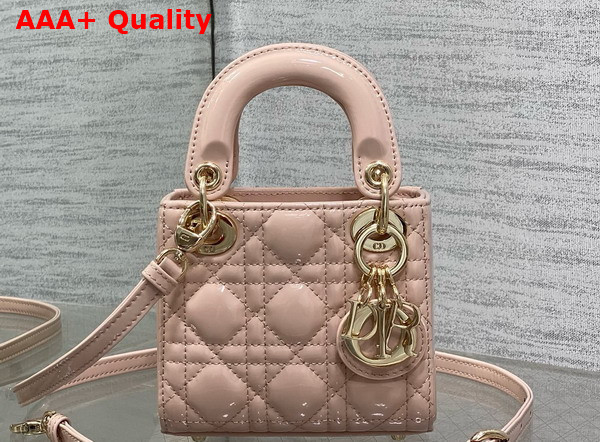 Dior Lady Dior Micro Bag in Pale Pink Patent Cannage Calfskin Replica