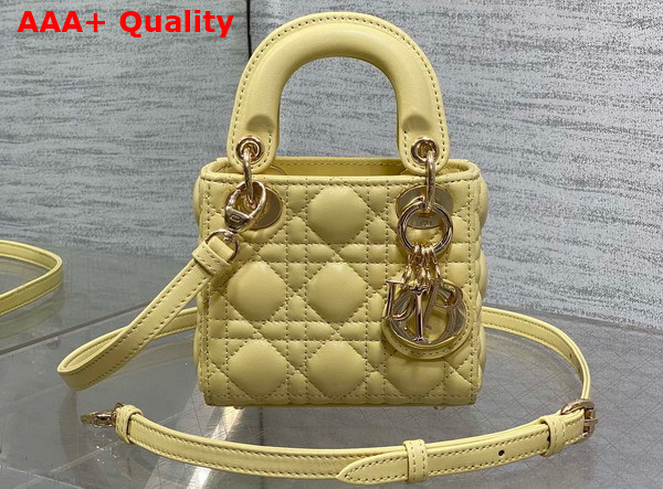 Dior Lady Dior Micro Bag in Yellow Cannage Lambskin Replica