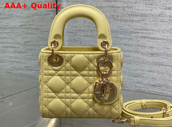 Dior Lady Dior Micro Bag in Yellow Cannage Lambskin Replica