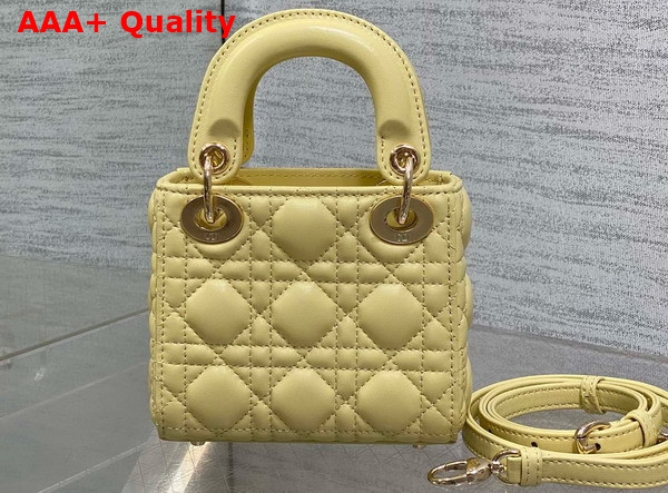 Dior Lady Dior Micro Bag in Yellow Cannage Lambskin Replica