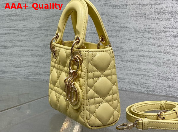 Dior Lady Dior Micro Bag in Yellow Cannage Lambskin Replica