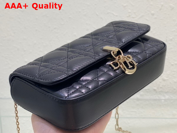 Dior Lady Dior Phone Pouch Black Cannage Lambskin Replica