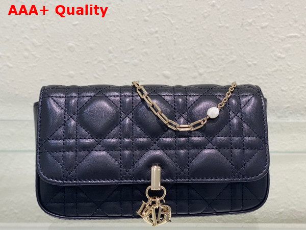Dior Lady Dior Phone Pouch Black Cannage Lambskin Replica