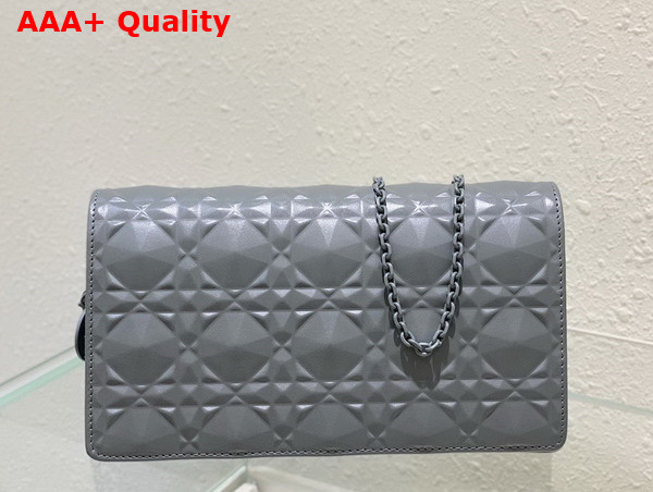 Dior Lady Dior Pouch Gray Cannage Calfskin with Diamond Motif Replica
