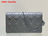Dior Lady Dior Pouch Gray Cannage Calfskin with Diamond Motif Replica