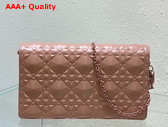 Dior Lady Dior Pouch Rose Des Vents Cannage Calfskin with Diamond Motif Replica