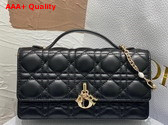 Dior Lady Dior Top Handle Clutch Black Cannage Lambskin Replica