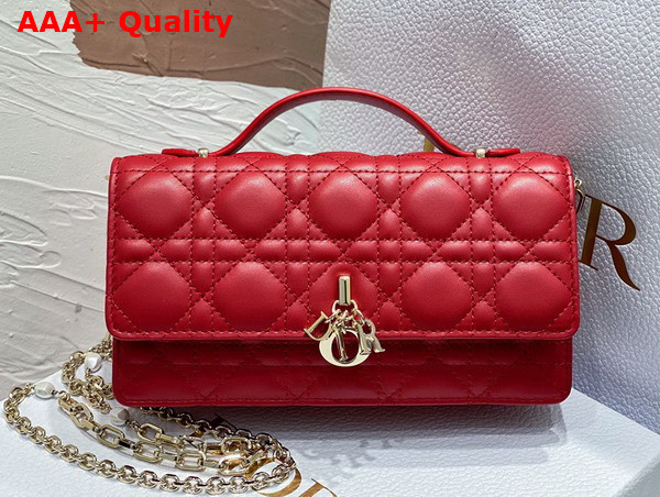Dior Lady Dior Top Handle Clutch Red Cannage Lambskin Replica