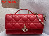 Dior Lady Dior Top Handle Clutch Red Cannage Lambskin Replica