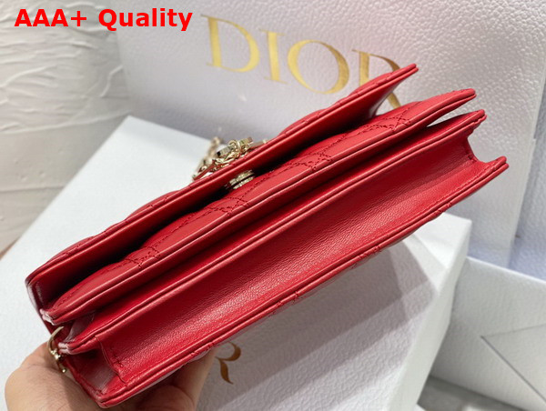 Dior Lady Dior Top Handle Clutch Red Cannage Lambskin Replica