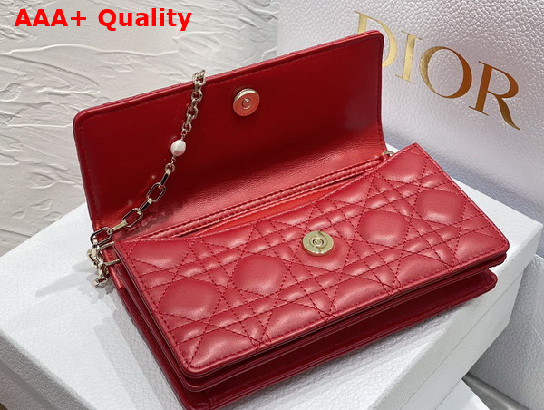Dior Lady Dior Top Handle Clutch Red Cannage Lambskin Replica