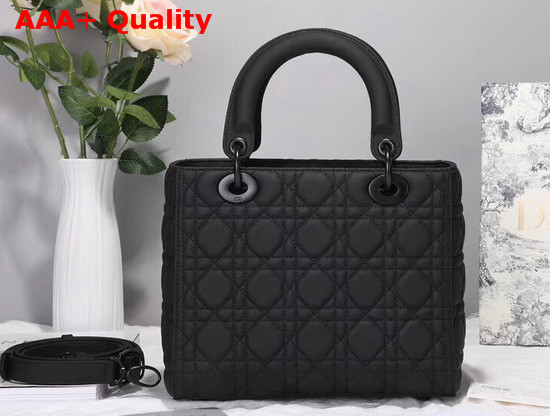 Dior Lady Dior Ultra Matte Bag in Matte Black Cannage Calfskin Replica