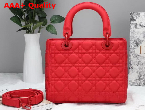 Dior Lady Dior Ultra Matte Bag in Matte Red Cannage Calfskin Replica