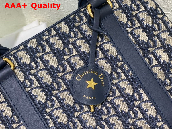 Dior Large D Vibe Bowling Bag Blue Dior Oblique Jacquard Replica