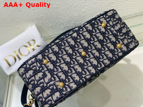 Dior Large D Vibe Bowling Bag Blue Dior Oblique Jacquard Replica
