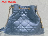 Dior Large Dior Ammi Bag in Light Blue Supple Macrocannage Lambskin Replica
