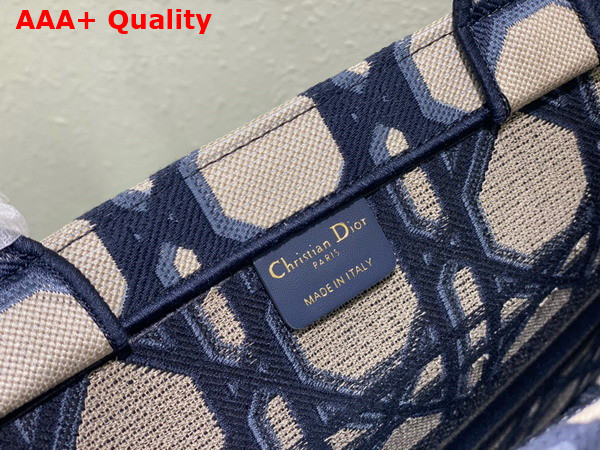 Dior Large Dior Book Tote Beige and Blue Macrocannage Embroidery Replica