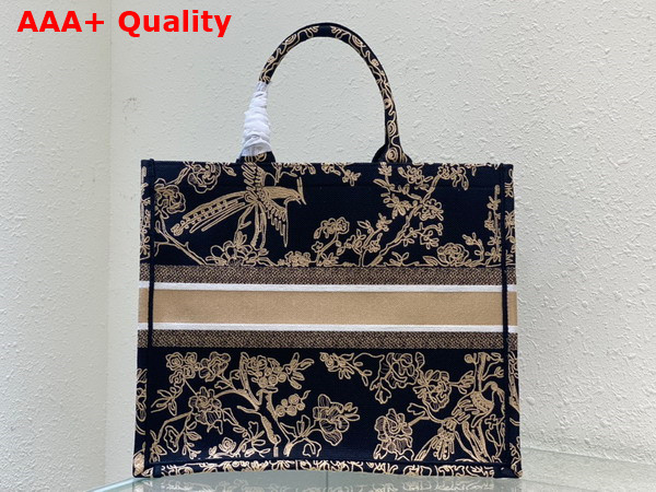 Dior Large Dior Book Tote Black Multicolor Cornely Effect Dior Jardin D Hiver Embroidery Replica