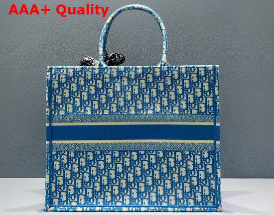 Dior Large Dior Book Tote Cornflower Blue Dior Oblique Embroidery Replica