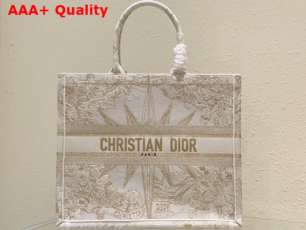 Dior Large Dior Book Tote Dior Reve D Infini Embroidery with Gold Tone Metallic Thread Replica