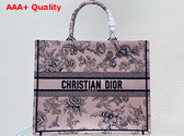 Dior Large Dior Book Tote Powder Pink Dior Jardin Botanique Embroidery Replica