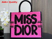 Dior Large Dior Book Tote Two Tone Fuchsia and Purple Miss Dior Graffiti Embroidery Replica