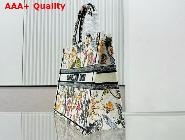 Dior Large Dior Book Tote White Multicolor Animaux Fantastiques Embroidery Replica