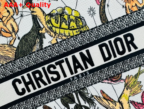 Dior Large Dior Book Tote White Multicolor Animaux Fantastiques Embroidery Replica