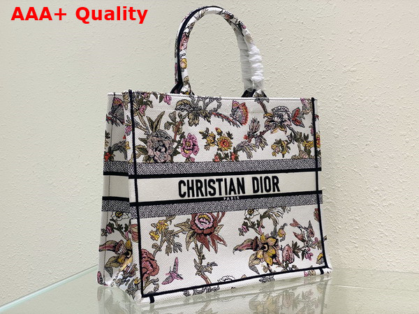 Dior Large Dior Book Tote White Multicolor Dior Jardin Botanique Embroidery Replica