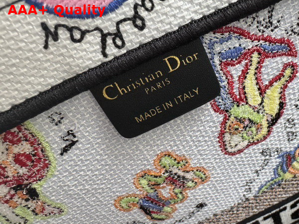 Dior Large Dior Book Tote White Multicolor Dragon Zodiac Embroidery Replica