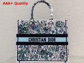 Dior Large Dior Book Tote White Multicolor Flowers Constellation Embroidery Replica