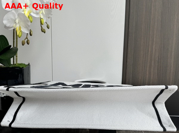 Dior Large Dior Book Tote White and Blue Miss Dior Graffiti Embroidery Replica