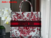 Dior Large Dior Book Tote White and Red Le Coeur Des Papillons Embroidery Replica